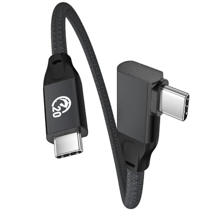 Short USB C 90 Degree Cable 0.5ft, 6 inch USBC to USBC 3.2 Gen2 Cable - color: Black, size: 0.5FT