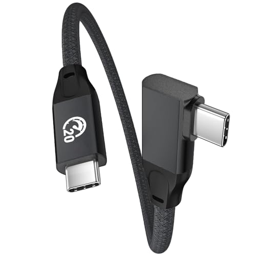 Short USB C 90 Degree Cable 0.5ft, 6 inch USBC to USBC 3.2 Gen2 Cable - color: Black, size: 0.5FT