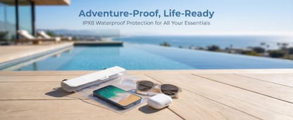 Waterproof Phone Pouch 2.6L Large Capacity Dry Bag with Sensitive Touch Screen 3-Layer Seal Underwater Case for Beach Snorkeling Rafting-Beige - color: Beige