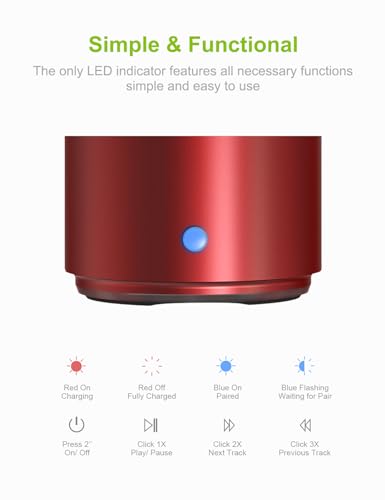 EWA Travel Case Packed, A106 Pro Portable Bluetooth Speaker with Custom Bass Radiator, Brief Design, IP67 Waterproof, Perfect Mini Speaker for Shower, Room, Bike, Car (Red) - color: Red