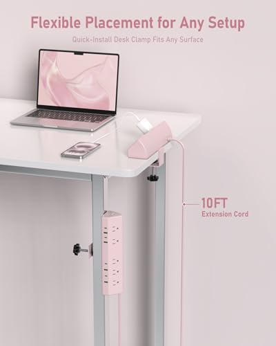 Jgstkcity Desk Clamp Power Strip USB C 45W,8 USB,10FT,Purple - color: Pink, size: 10 FT