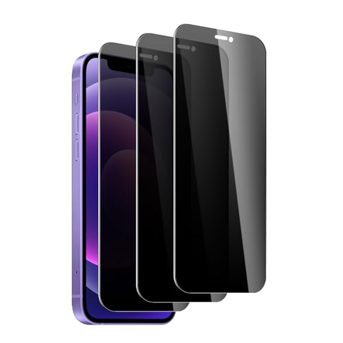 3 Pack Privacy Screen Protector foriPhone 12/12 Pro, 9H Hardness Double Shatterproof Anti-Spy Tempered Glass Film, Easy Installation, Case-Friendly - size: iPhone 12/12 Pro