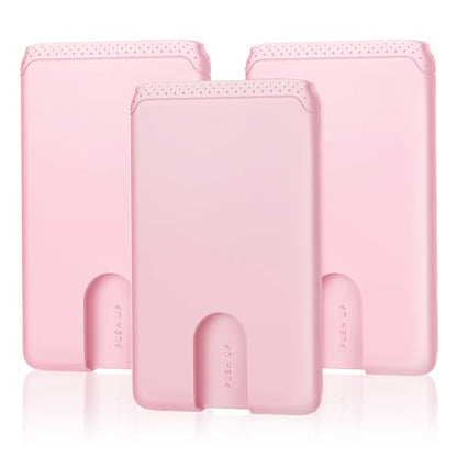 SHANSHUI Phone Card Holder, 3 Pack Premium Silicone Credit Card Holder for Back of Cell Phone Wallet with iPhone, Android & Most Smartphones -3Pack Pink - color: Pink x3