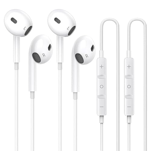 2 Pack for iPhone Headphones Wired Earbuds, in-Ear Headphones with Lighting Connector, Earphones Built in Microphone & Volume Control, Compatible with iPhone 14 13 12 11 XR XS X 8 7 Pro Pro Max Plus