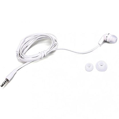 Premium Flat Wired Headset Mono Hands-Free Earphone w Mic Single Earbud Headphone Earpiece in-Ear [3.5mm] White for MetroPCS LG Aristo - MetroPCS LG G Stylo - MetroPCS LG K10