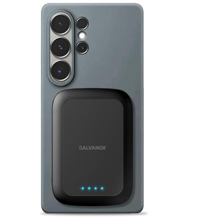 Galvanox Magnetic Power Bank for Samsung Phones (15W) Wireless Charging Battery Pack for Android, Galaxy S24 S25 Plus, S26 Ultra (Compatible with MagSafe Case Required) 5000mAh Portable Charger, Black