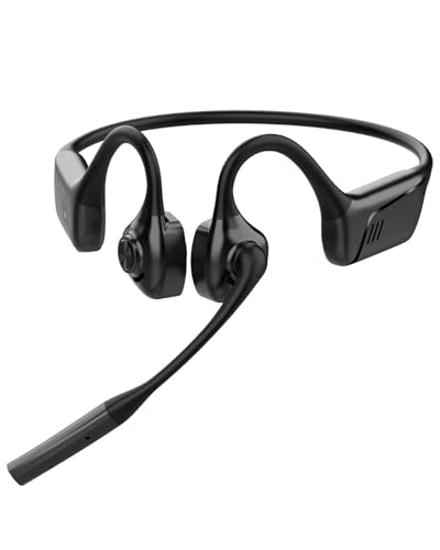Open-Ear Bluetooth Wireless Trucker Headset with Microphone (Dark) - color: DARK