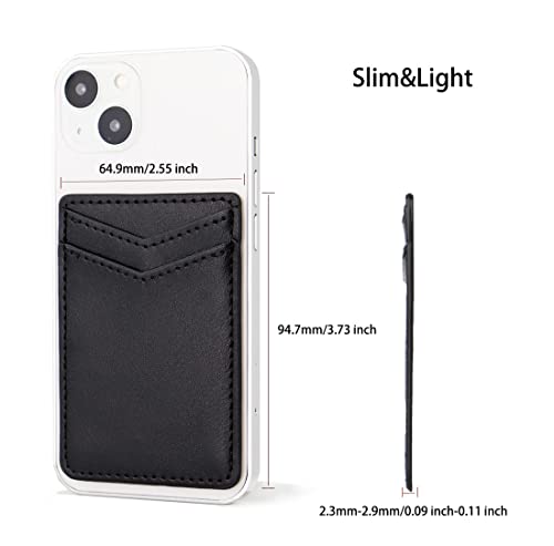 2Pack Phone Wallet,Leather Phone Card Holder Adhesive Stick On Credit Card Pocket for Back of Phone Case iPhone and Android-Black - color: Black V,Black V