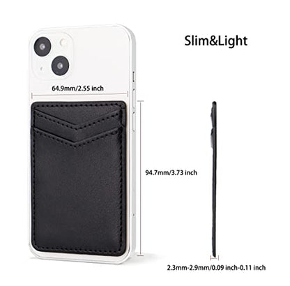2Pack Phone Wallet,Leather Phone Card Holder Adhesive Stick On Credit Card Pocket for Back of Phone Case iPhone and Android-Black - color: Black V,Black V
