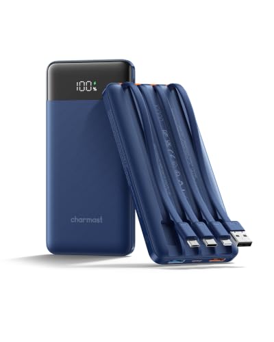 charmast Portable Charger Fast Charging,Built-in 4 Cables,6 Outs & 4 Inputs - color: Navyblue