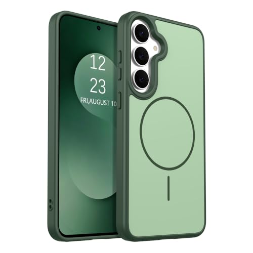 DUEDUE for Samsung Galaxy S25 FE Case Magnetic [Compatible with Magsafe], Frosted Skin-Feel Matte Back Anti-Fingerprint Shockproof Protective Slim Phone Case for Samsung S25 FE 5G 6.7", Green - color: Green, size: for Samsung S25 FE 5G 6.7"