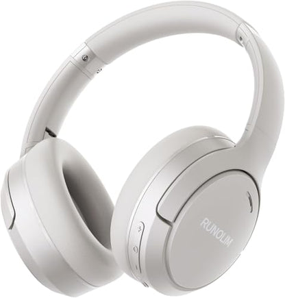 RUNOLIM Active Noise Cancelling Headphones, Wireless Bluetooth Over Ear - color: Silver