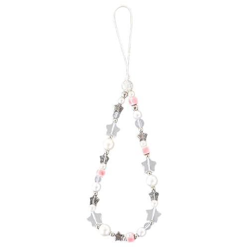 Beaded Phone Charm Lanyard Strap Girly Style Fixed Beads Pearl Lanyards - color: PH-prhd-3