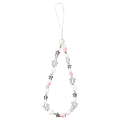 Beaded Phone Charm Lanyard Strap Girly Style Fixed Beads Pearl Lanyards - color: PH-prhd-3
