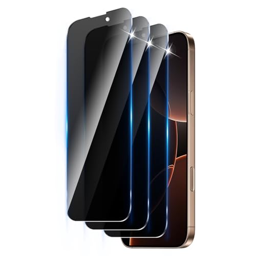 3 Pack Privacy Screen Protector Designed for iPhone 16 Pro Max/17 Pro Max,Full Coverage Anti-Spy Tempered Glass Film,9H Hardness,Anti-Fingerprint,Bubble Free,Easy to Install - color: iPhone 16 Pro Max FK3