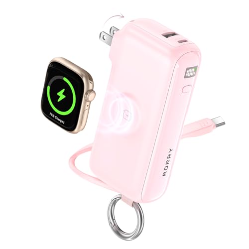 RORRY Flow Portable Charger 10000mAh 40W Wall Plug Power Bank Battery Pack - color: Pink