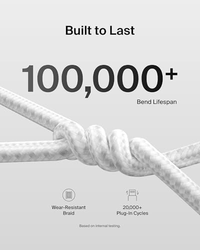 Belkin USB C to USB C 240W Cable 2 Pack, 6.6ft Fast iPhone Charger Cord - color: White, style: 6.6 ft - 2 pack