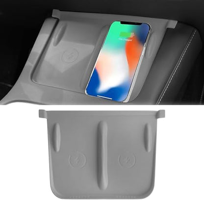Center Console Wireless Charging Mat Compatible with Tesla Model Y 3 2024 2023 2022 2021Accessories Interior Pad Non-Slip Mat Upgrade Protection Trim Pads Dashboard Decoration Cover Gen 2 (Gray)