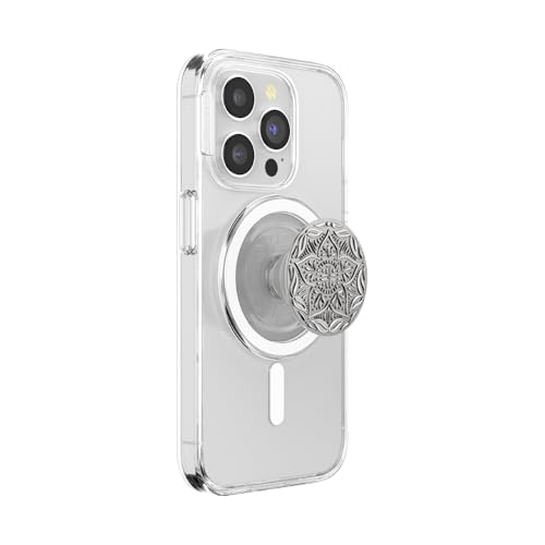 PopSockets Phone Grip for MagSafe, Magnetic Holder- Mandala Silver - color: Mandala, style: MagSafe