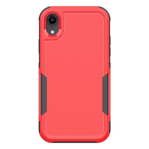 for iPhone XR Case: Dual Layer Protective Heavy Duty Cell Phone Case Shockproof Rugged Bumper Tough with Screen Protector - 16ft Military Grade Drop Tested for Appple iPhone XR (6.1 inch), Red - color: Red (PC) + Black (TPU)