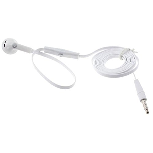 Mono Headset Wired Earphone Single Earbud 3.5mm Headphone Flat White Compatible with Kyocera DuraXV Extreme