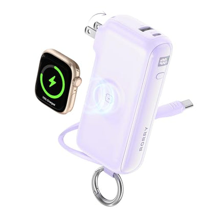 RORRY Flow Portable Charger 10000mAh 40W Wall Plug Power Bank Battery Pack - color: Purple