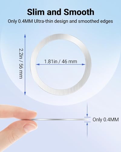 KALAPOP for Magsafe Sticker Magnet - 10 PCS, Ultra-Thin(0.4mm), Compatible with iPhone 17/Air/16/15/14/13/12 Series,mag Safe Charger, for Apple Wallet Magsafe - Silver - color: Silver-10pcs
