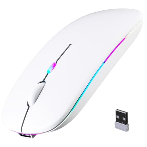Afaartcci Rechargeable Wireless Mouse, Silent Bluetooth Mouse(White) - color: white