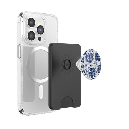 Rose to Fame Blue & White Rose PopSockets PopWallet for MagSafe - style: Magnetic PopWallet