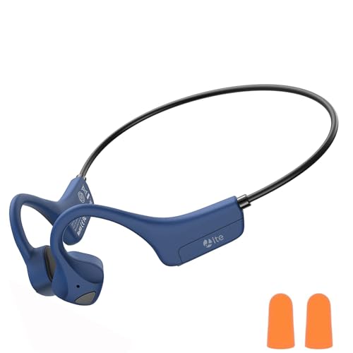 Open Ear Bone Conduction Headphones - Bluetooth 5.0 Headset, IP65 Waterproof Earphones, Type-C Charging, Long Battery Life, 25g Lightweight - color: Navy blue