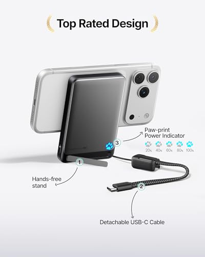 INIU Magnetic Portable Charger, Ultra Slim Qi2 Certified 10000mAh 45W Fast Charging Power Bank, Wireless Battery Pack with Foldable Stand, Phone Charger Only for iPhone 16/15/14/13/12 Series, Blue - color: Blue