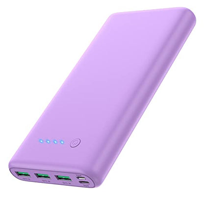 Portable Charger 36800mAh Power Bank,PD Fast Charging USB C External Battery Pack,4 Outputs 2 Inputs Travel Essentials Portable Phone Charger for iPhone 17/16/15/14/13/12,Galaxy S24 Android Phone etc - color: Purple