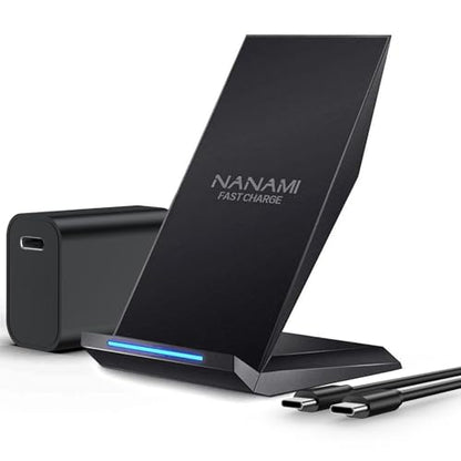 NANAMI Fast Wireless Charger Charging Stand with 20W PD Adapter - color: Classic Black