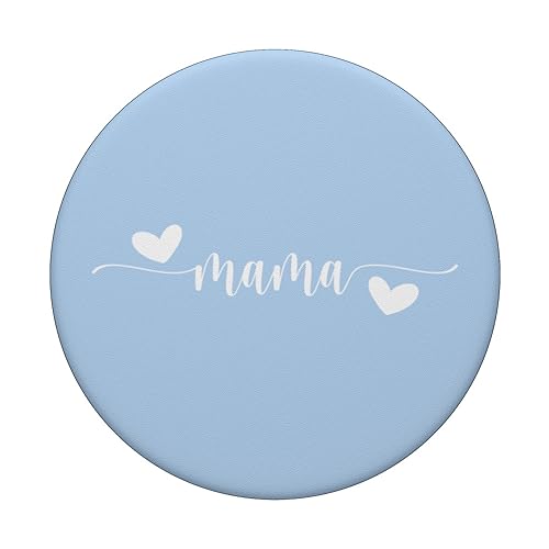 Cute Mama Lettering Hearts Mom Blue PopSockets Adhesive PopGrip - style: Adhesive PopGrip