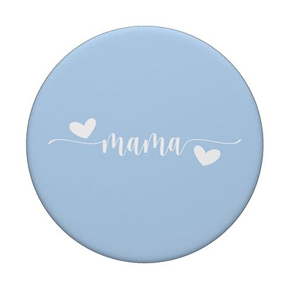 Cute Mama Lettering Hearts Mom Blue PopSockets Adhesive PopGrip - style: Adhesive PopGrip