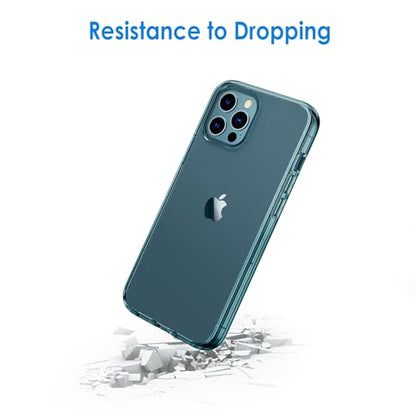JETech Case for iPhone 12/12 Pro 6.1-Inch, Non-Yellowing Shockproof Phone Bumper Cover, Anti-Scratch Clear Back (Pacific Blue) - color: Pacific Blue