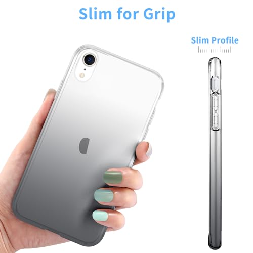 JJGoo Compatible with iPhone XR Case Clear Soft Transparent Shockproof Protective Slim Thin Bumper Phone Cover for XR, Gradient Black - color: Gradient Black