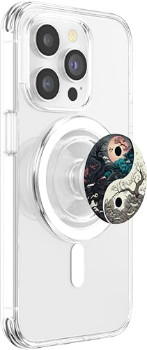 Yin Yang Day & Night Bonsai Cherry Blossom Sun Moon PopSockets PopGrip for MagSafe - style: Magnetic PopGrip