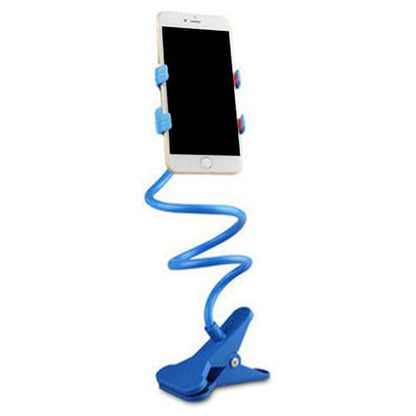 Gooseneck Phone Holder for Bed, Cell Phone Mount Clamp Clip, Flexible Long Arm Overhead Cellphone Mount, Bedside Lazy Bracket, Cellphone Stand for Desk, Table, Headboard(Blue) - color: Blue