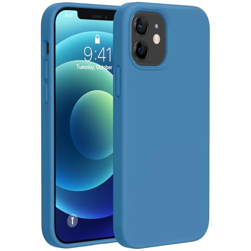miracase Compatible with iPhone 12 Case and iPhone 12 Pro Case, Liquid Silicone Gel Rubber Full Body Protection Shockproof Drop Protection Phone Case for iPhone 12/12 Pro 6.1 inch, Capri Blue - color: Capri Blue, size: iPhone 12/12 Pro