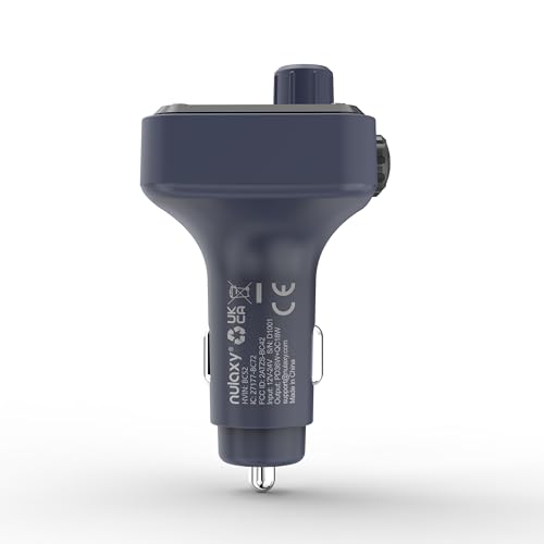 Nulaxy 54W Bluetooth 5.3 Car Adapter, FM Transmitter 4-Port Fast Charging - color: Blue