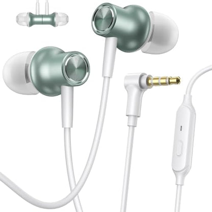 Wired Earbuds 3.5mm Headphones with Mic for Laptop PC Chromebook,Green - color: Green
