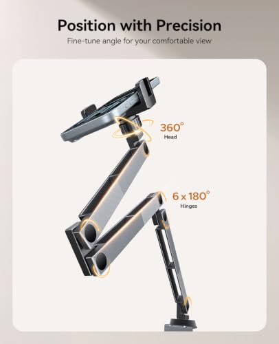 ORICO Tablet Stand, 3-Section Aluminum arm, 4-axis Adjustment, RA1, Gray - color: Gray