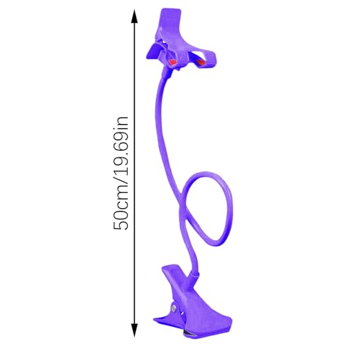 Gooseneck Phone Holder for Bed, Cell Phone Mount Clamp Clip, Flexible Long Arm Overhead Cellphone Mount, Bedside Lazy Bracket, Cellphone Stand for Desk, Table, Headboard(Purple) - color: Purple