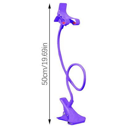 Gooseneck Phone Holder for Bed, Cell Phone Mount Clamp Clip, Flexible Long Arm Overhead Cellphone Mount, Bedside Lazy Bracket, Cellphone Stand for Desk, Table, Headboard(Purple) - color: Purple