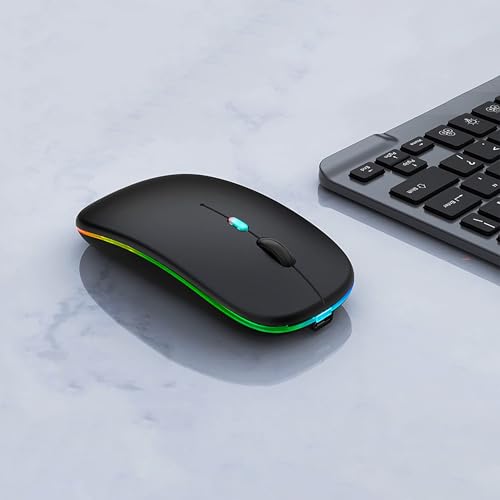WREANU Wireless Mouse, Rechargeable Bluetooth Mouse for Laptop (Black) - color: Black