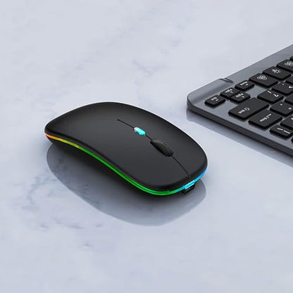 WREANU Wireless Mouse, Rechargeable Bluetooth Mouse for Laptop (Black) - color: Black