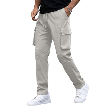 Men Cargo Pants Ripstop Heavy Duty Tactical Waterproof Deep Pockets Casual Beach Construction Tactical Pants for Men - color: A Beige, size: Small
