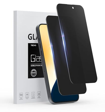 TECHO Privacy Screen Protector for iPhone 16 Pro Max Tempered Glass Film, Full Coverage Edge to Edge, Anti Spy Private, 9H Hardness, Easy Installation, 2 Pack, 6.9 Inch - size: iPhone 16 Pro Max (6.9 inch)