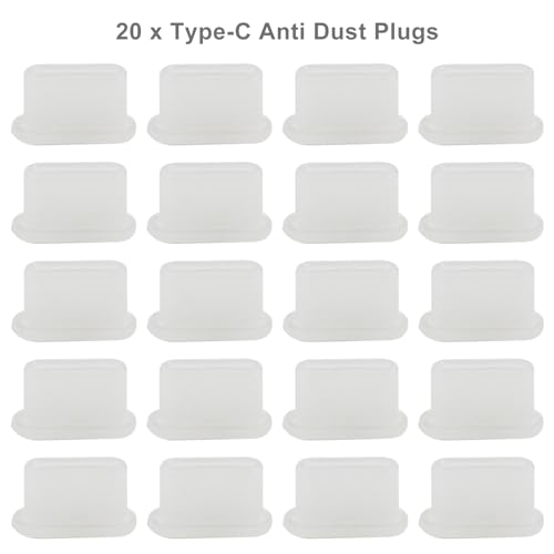 Jiozermi Silicone USB C Anti Dust Plugs, Transparent, 20Pcs - color: Transparent, size: 20 Pcs